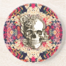 You are not here Day of the Dead floral art coasters