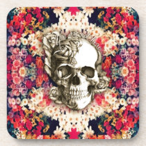 You are not here Day of the Dead floral art cork coasters