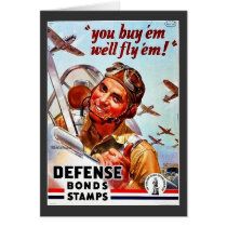 You Buy 'Em We'll Fly 'Em! Defense Bond Stamps Greeting Cards