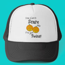You can't scare me twins - pumpkins hats