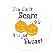 You can't scare me twins - pumpkins stickers by Scrappintwins You can't scare me twins - pumpkins stickers