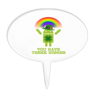 You Have Three Wishes (Android Bugdroid Rainbow) Cake Picks