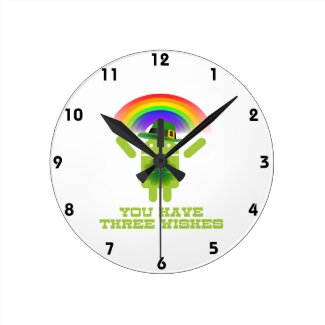 You Have Three Wishes (Android Bugdroid Rainbow) Clock