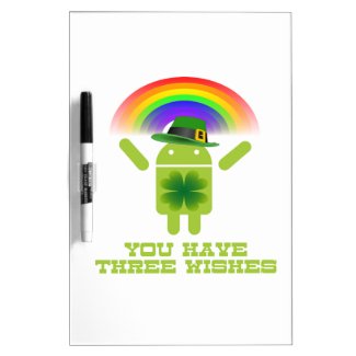 You Have Three Wishes (Android Bugdroid Rainbow) Dry Erase Whiteboards