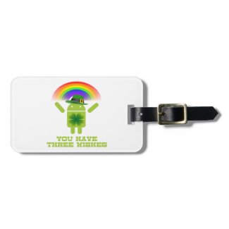 You Have Three Wishes (Android Bugdroid Rainbow) Travel Bag Tags