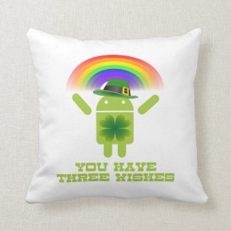 You Have Three Wishes (Android Bugdroid Rainbow) Throw Pillows