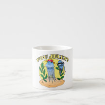 You Jelly Mustache Jellyfish Espresso Mugs