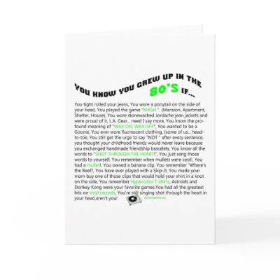 You know you grew up in the 80's if... Card by briddel