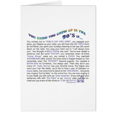 You know you grew up in the 90's if... Card by briddel