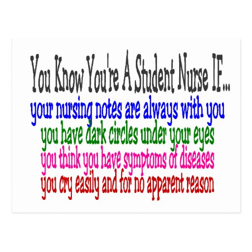 You know your a STUDENT NURSE IF... Postcard