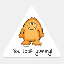 You look yummy - cute yellow monster by send2smile triangle stickers