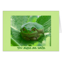 You make me smile - green frog close up cards by Rainmountain You make me smile - green frog close up cards