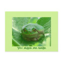 You make me smile - green frog postcards