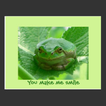 You make me smile - green frog postcards