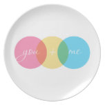 "You & Me" Neon Graphic Art Customized Plate plates