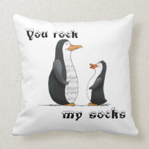 You Rock my Socks Penguin Pillow