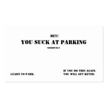 You Suck At Parking Business Card Template