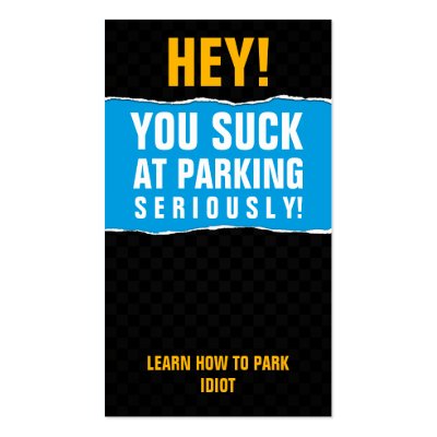 You suck at parking card business card template