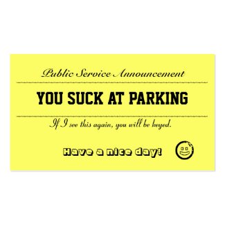 You Suck At Parking Cards Business Card