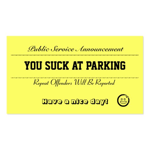 You Suck At Parking Cards Business Card Template