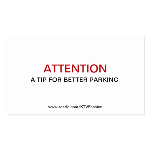You Suck at Parking, Dislike Business Cards (back side)