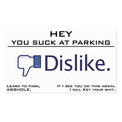 You Suck at Parking, Learn to Park Business Card