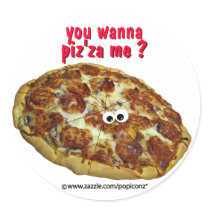 'you wanna piz'za me?' humorous parody Sticker by popiconz 'you wanna piz'za me?' humorous parody Sticker
