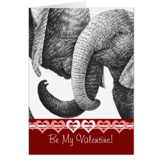Young African Elephants Valentine Card