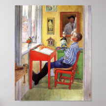 Young Boy Takes a Break from His Studies Poster