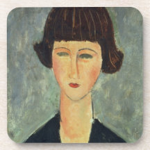 Young Brunette, 1917 (oil on canvas) Drink Coasters
