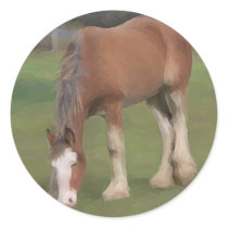 young Clydesdale Round Sticker