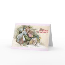 Young Couple and Vintage Cabriolet Christmas Card