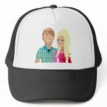 Young Couple in Love Trucker Hats