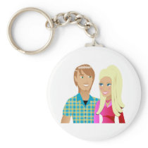 Young Couple in Love Keychains