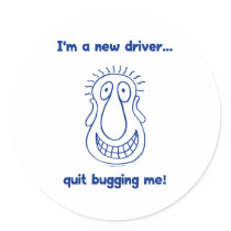 Young Driver Bug Off Round Stickers
