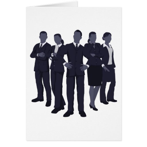 Young dynamic business team greeting card