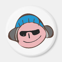Young face boy face headphones head phones fridge magnet