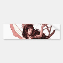 young, fairy, girl, flowers, fae, nymph, sprite, al rio, illustration, art, drawing, Bumper Sticker with custom graphic design