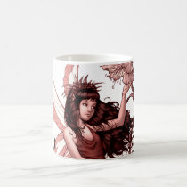 young, fairy, girl, flowers, fae, nymph, sprite, al rio, illustration, art, drawing, Mug with custom graphic design