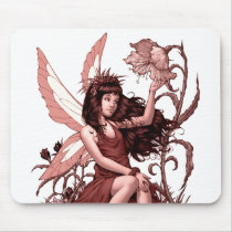 young, fairy, girl, flowers, fae, nymph, sprite, al rio, illustration, art, drawing, Mouse pad with custom graphic design