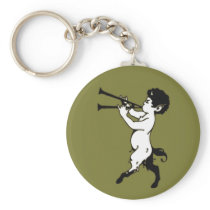 Young Faun With Double Flute Key Chains