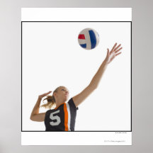 Young girl (16-17) playing volleyball print