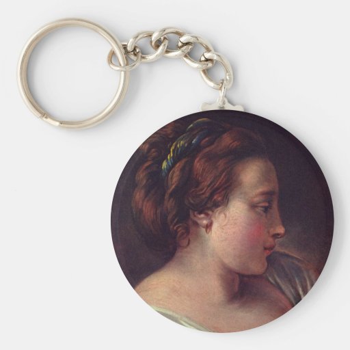 Young Girl Jeune fille by Francois Boucher Keychain