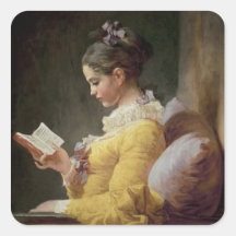 Young Girl Reading, c.1776 Square Stickers