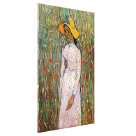 Young Girl Standing Against a Background of Wheat Stretched Canvas Prints