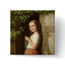 Young Girl Standing in a Doorway Knitting, 1863 Pins