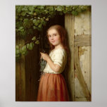 Young Girl Standing in a Doorway Knitting, 1863 posters