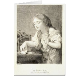Young Girl, The Dead Bird 1900 Vintage card