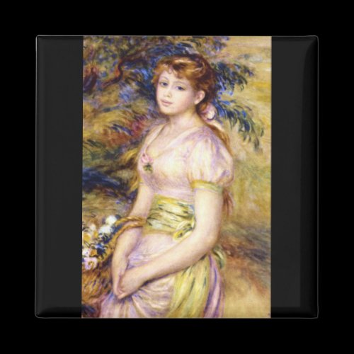 Young Girl with a Basket of Flowers by Renoir Refrigerator Magnet