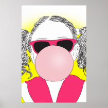 young girl with a bubble posters